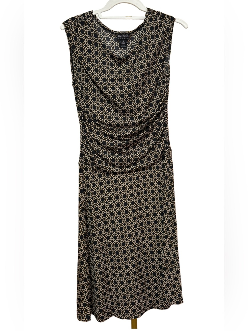Enfocus Studio - Geometric Print Ruched Cowl Neck Dress (4)